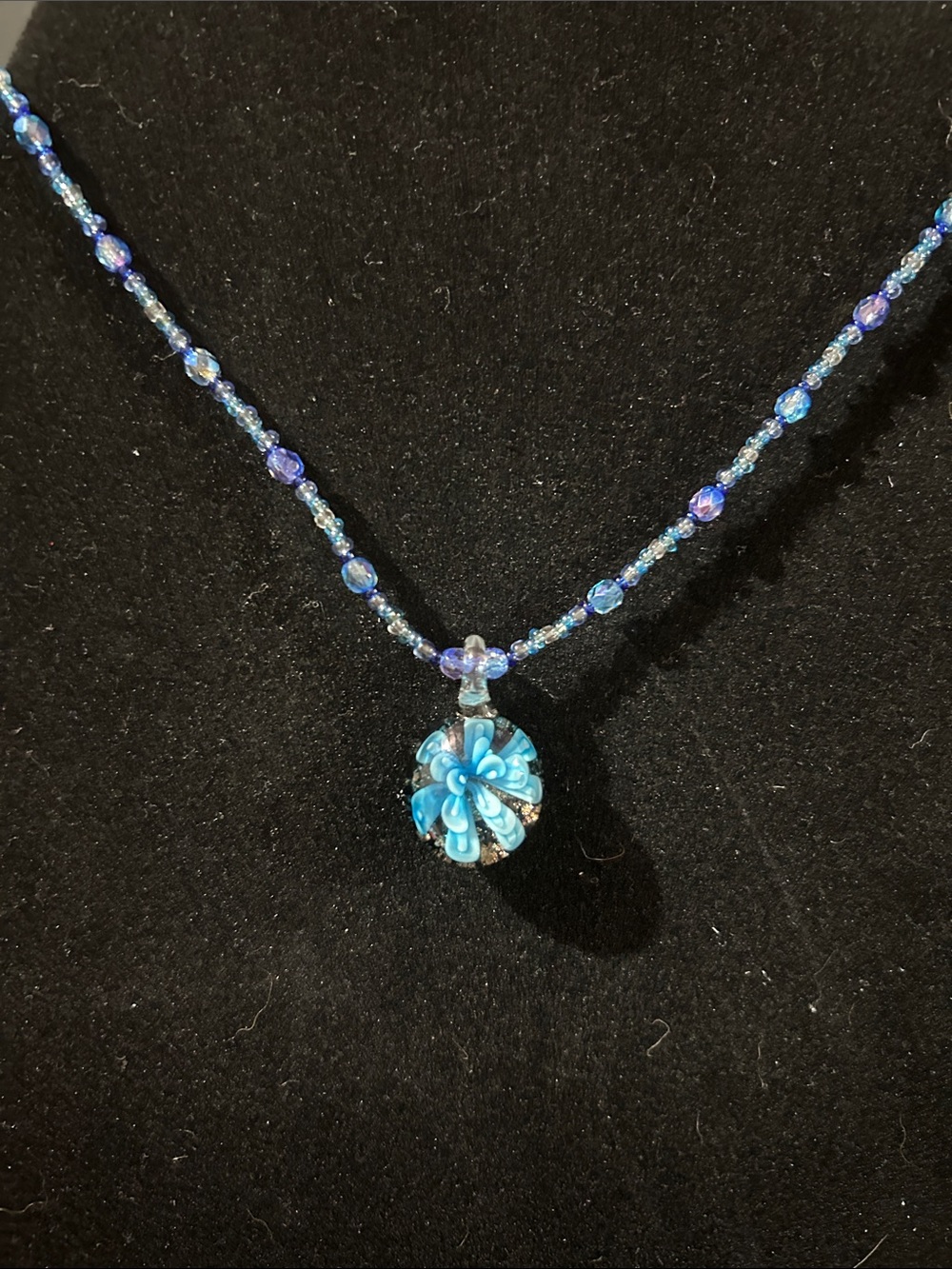Handcrafted Dichroic Glass Flower Pendant Necklace